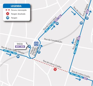 LINES 203-206-402-805-806 - ROUTE CHANGE - WORKS - R. LATINO COELHO